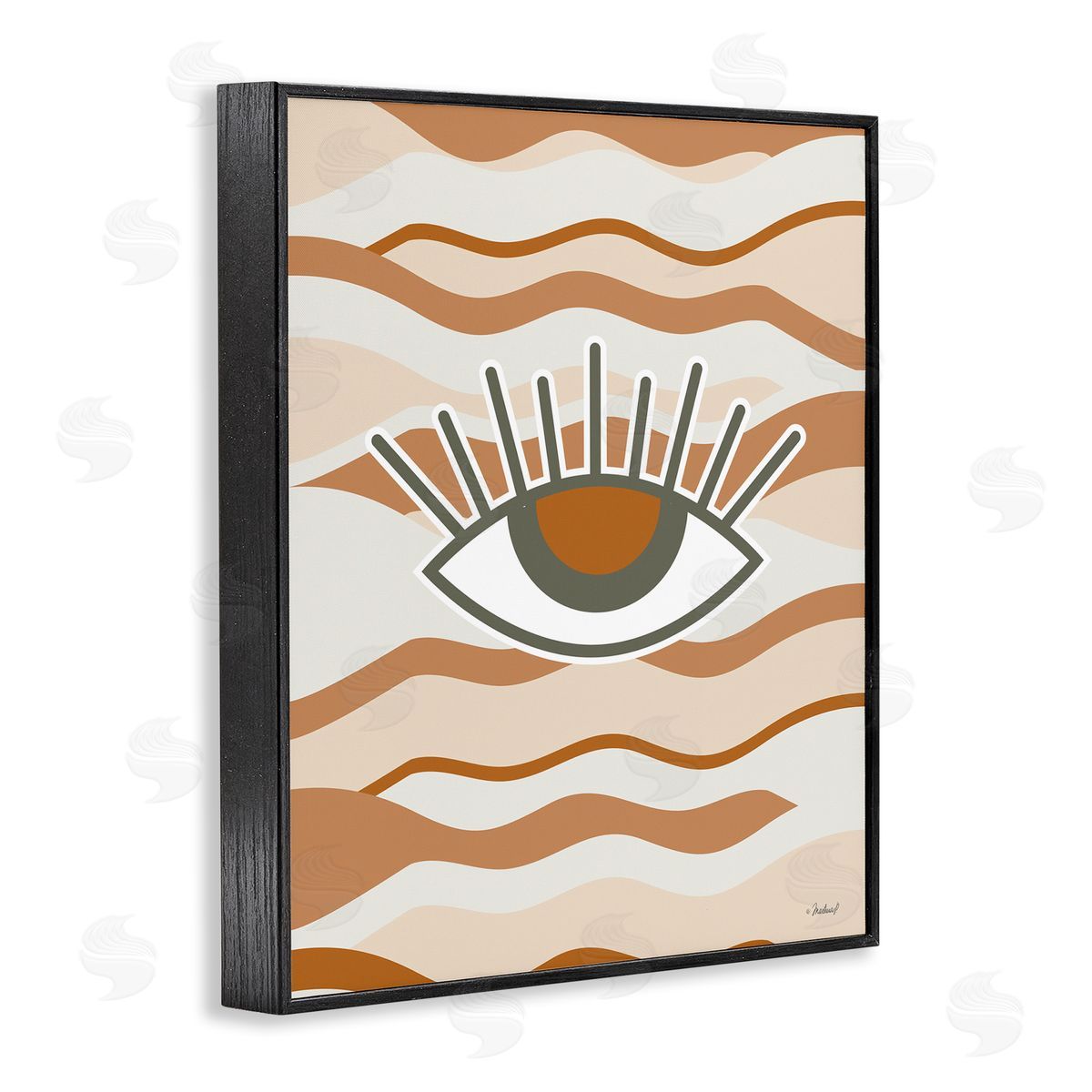 Martina Pavlova Earthy Modern Spiritual Eye Wavy Striped Shapes  Black Framed Giclee Wall Art Print