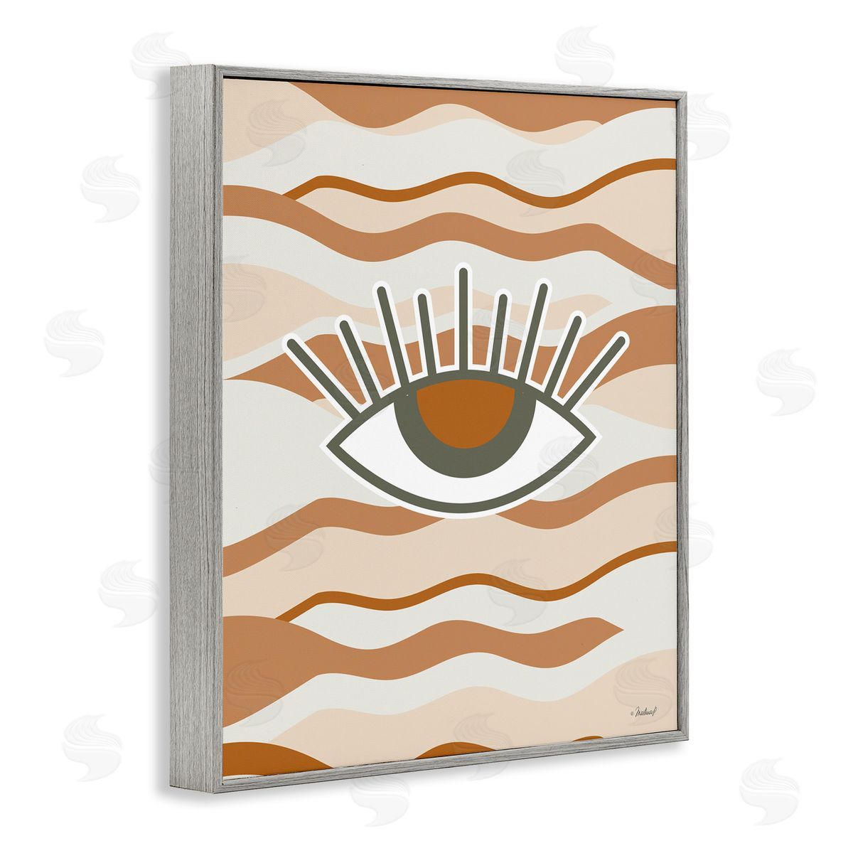 Martina Pavlova Earthy Modern Spiritual Eye Wavy Striped Shapes  Gray Framed Giclee Wall Art Print