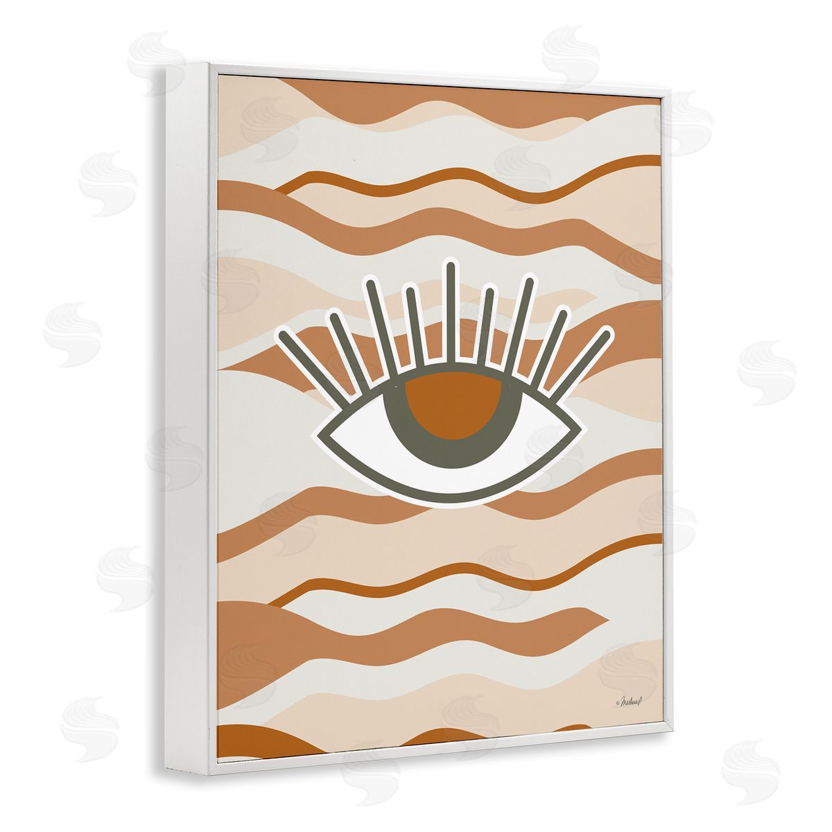 Martina Pavlova Earthy Modern Spiritual Eye Wavy Striped Shapes  White Framed Giclee Wall Art Print