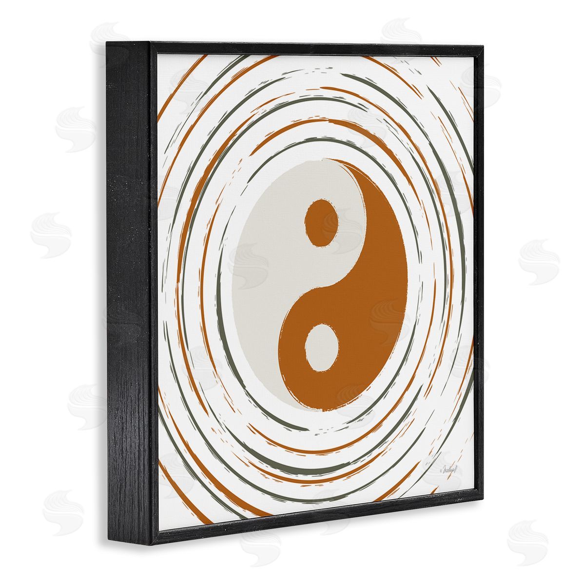 Martina Pavlova Yin Yang Taijitu Symbol Spiritual Circular Stripes Black Framed Glicee Wall Art Print