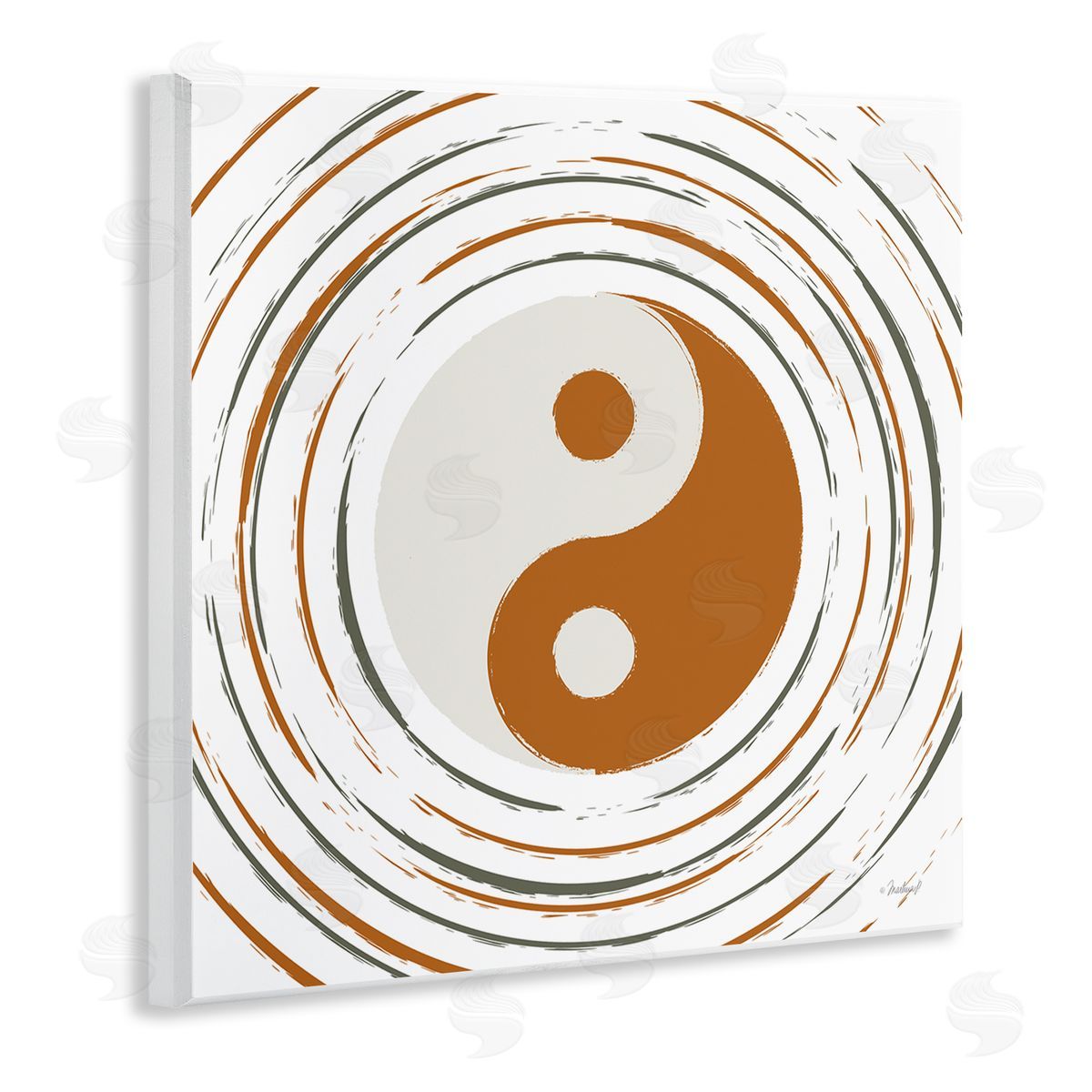 Martina Pavlova Yin Yang Taijitu Symbol Spiritual Circular Stripes Wooden Wall Plaque Art Print