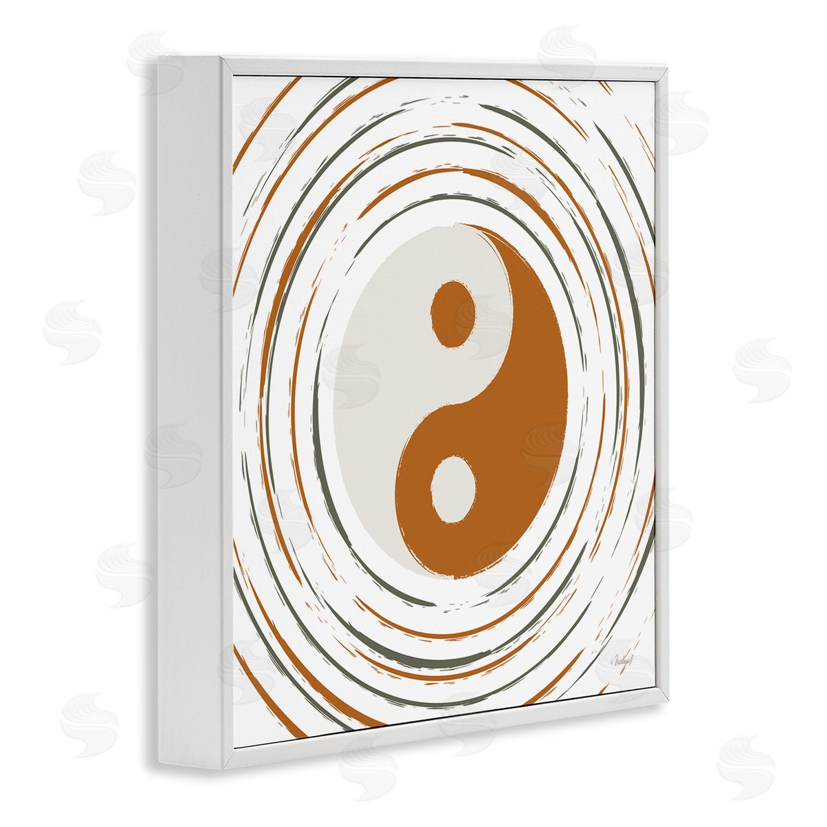Martina Pavlova Yin Yang Taijitu Symbol Spiritual Circular Stripes White Framed Glicee Wall Art Print