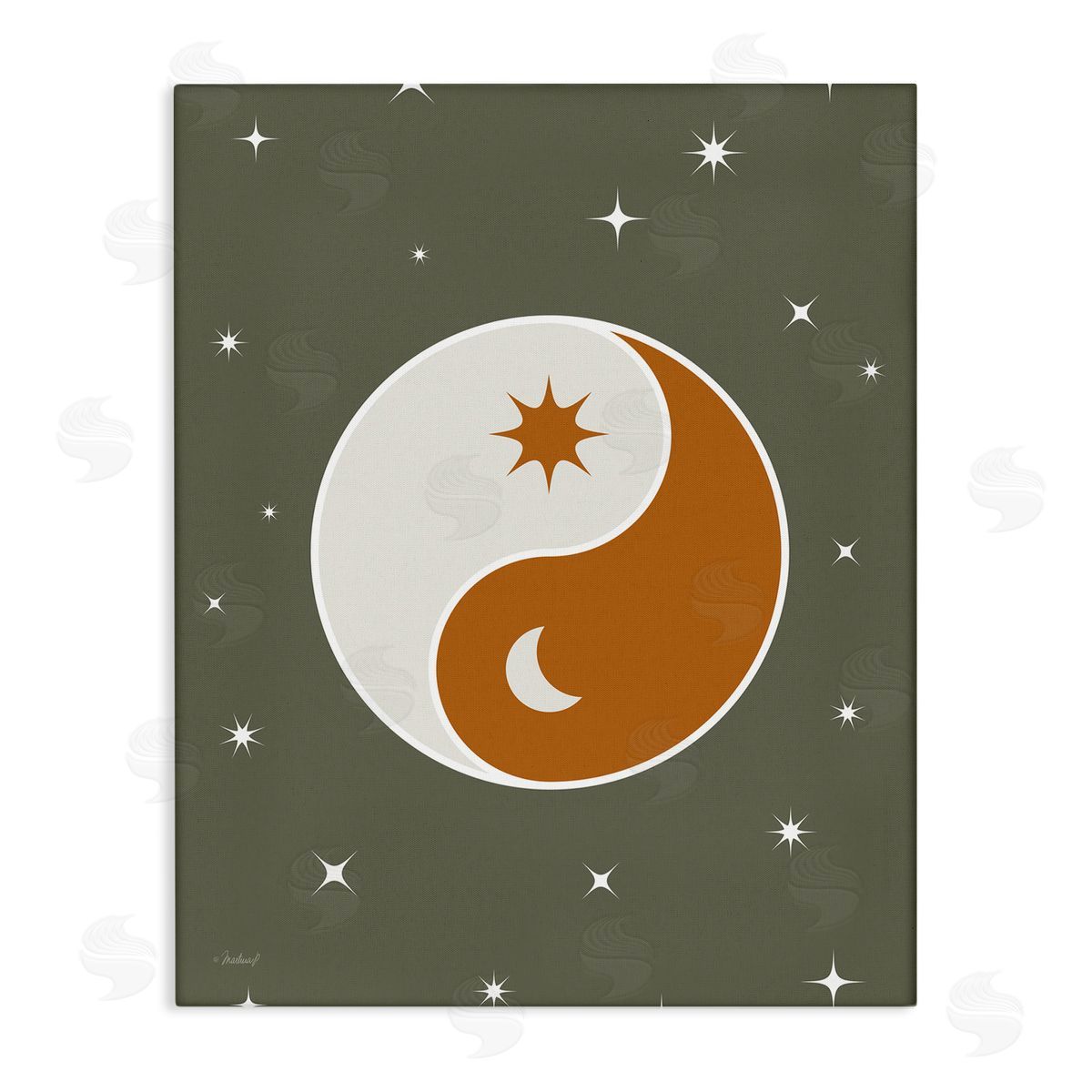 Martina Pavlova Starry Yin Yang Symbol Celestial Sun Moon Shapes Stretched Canvas Wall Art Print