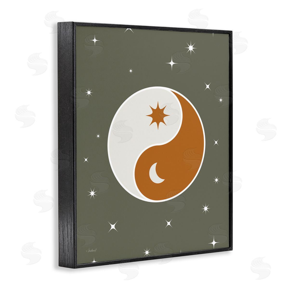 Martina Pavlova Starry Yin Yang Symbol Celestial Sun Moon Shapes Black Framed Giclee Wall Art Print