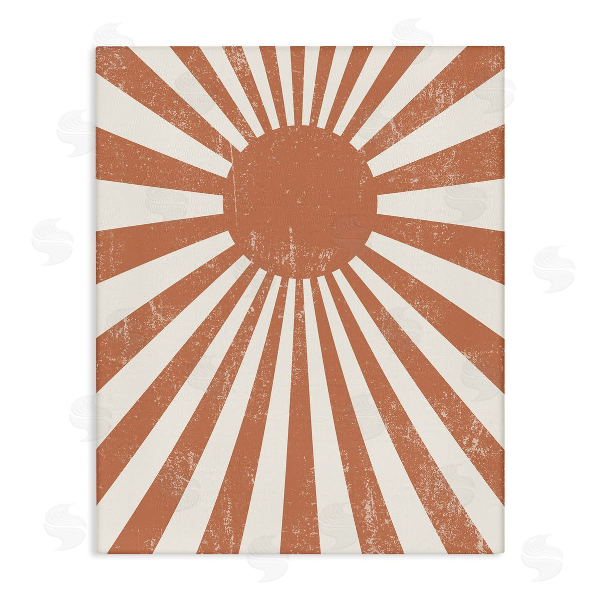 Stupell Studio Vintage Striped Sun Rays Beaming Weathered Stretched Canvas Wall Art Print