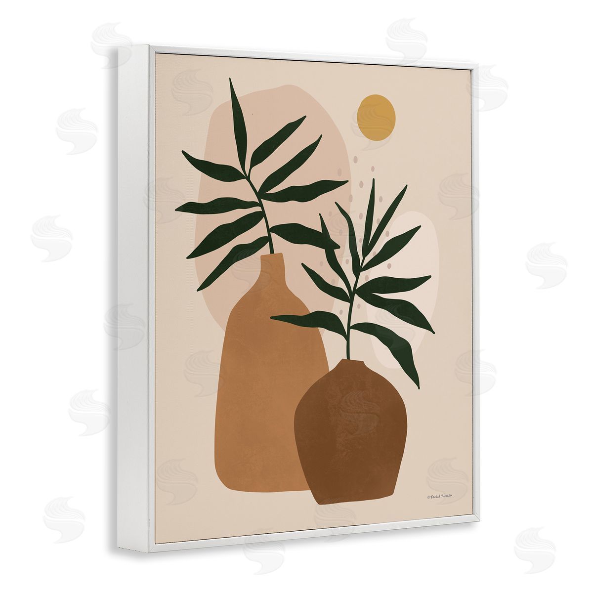 Rachel Nieman Potted Plant Vases Cutout Abstract Botanical Shapes  White Framed Giclee Wall Art Print