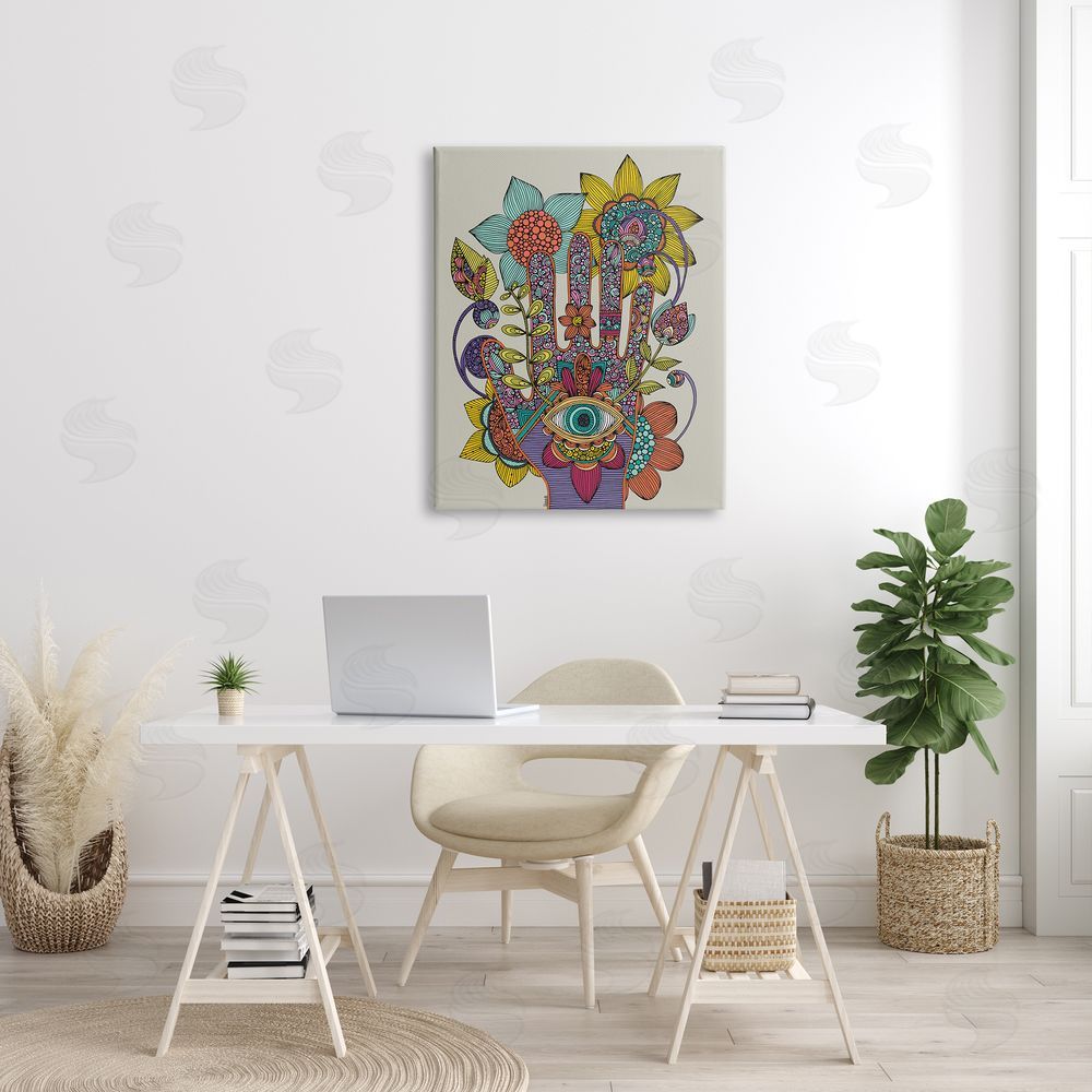 Valentina Harper Intricate Paisley Patterns Floral Hand Eye Shape Canvas Wall Art Print in Room