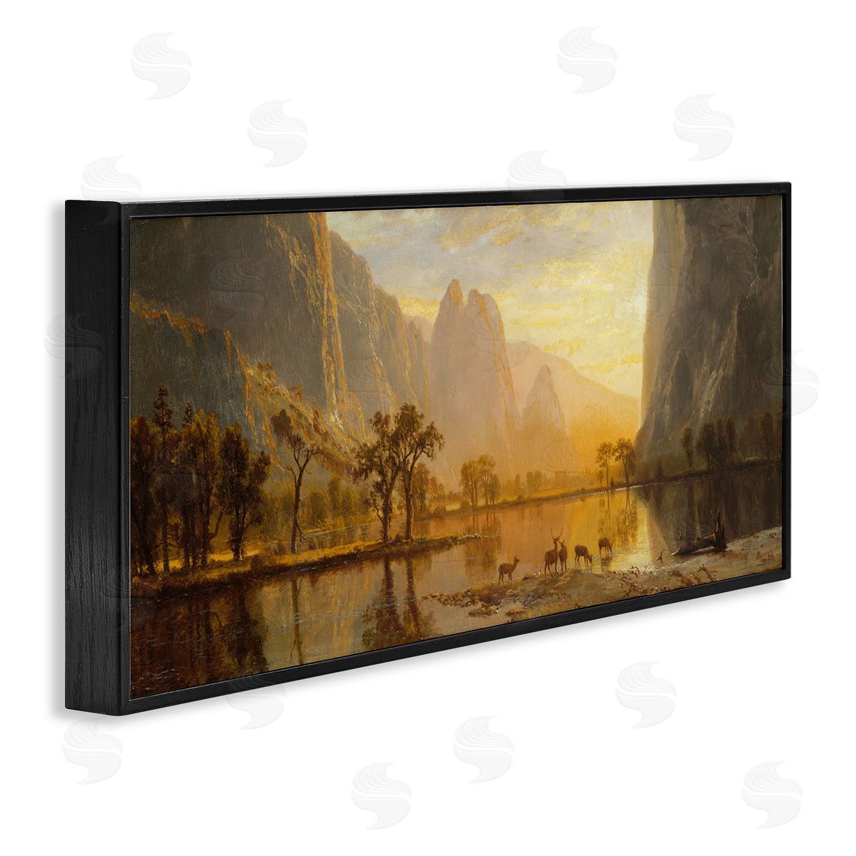Yosemite Valley Classic Painting Black Frame Print Wall Art, Home Decor by one1000paintings