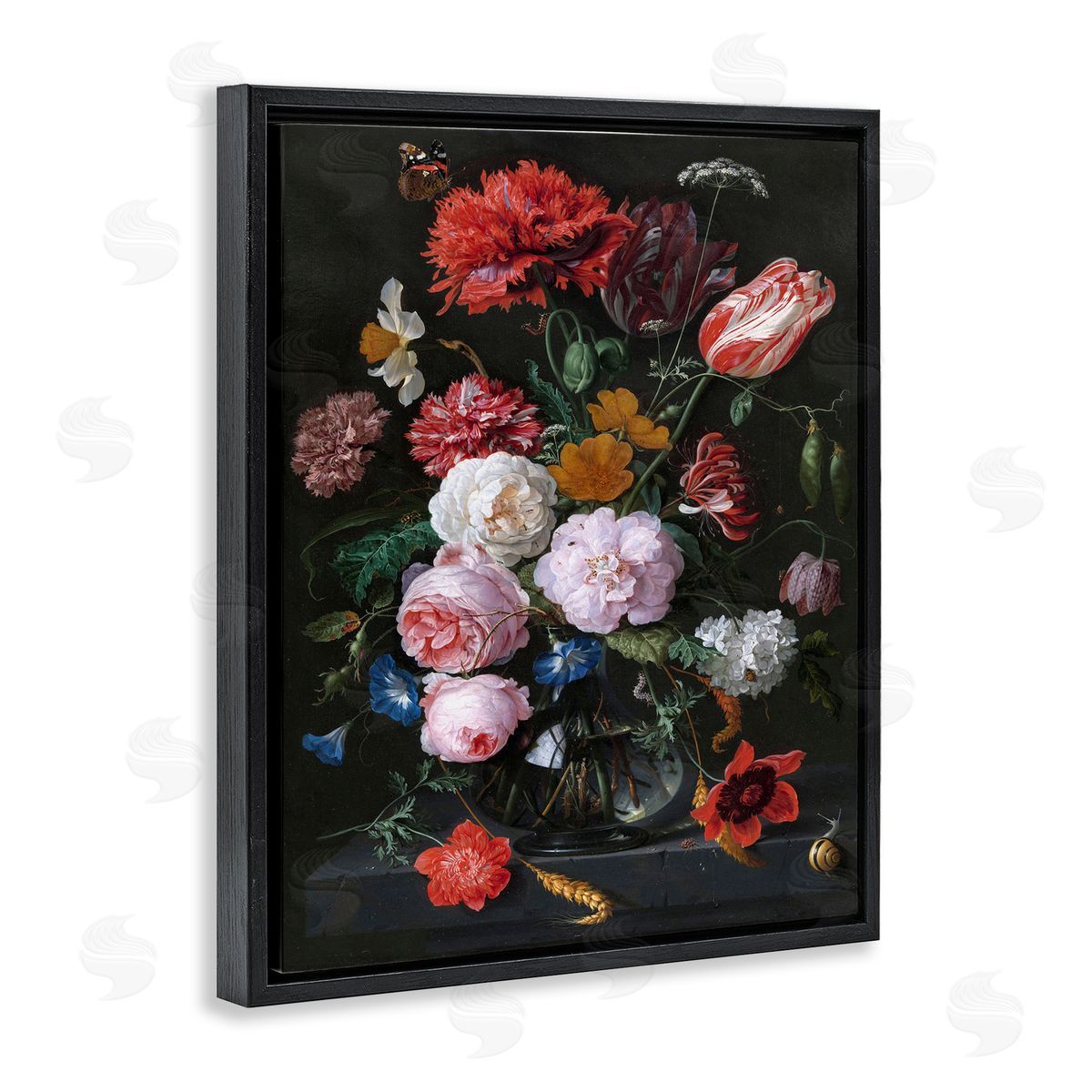 one1000paintings Vaas met Bloemen Jan Davidsz de Heem Classical Painting Black Floating Frame Canvas Wall Art Print