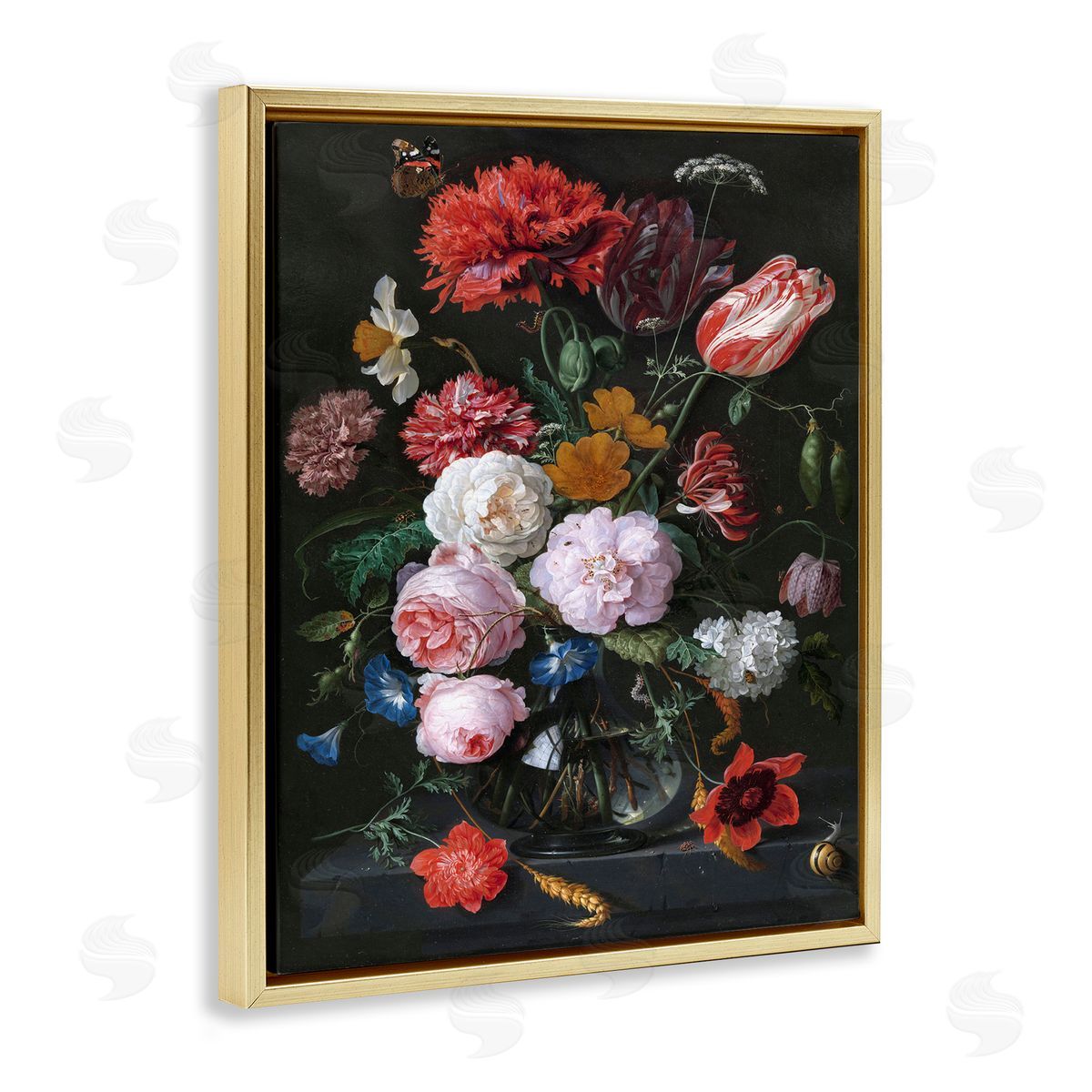 one1000paintings Vaas met Bloemen Jan Davidsz de Heem Classical Painting Gold Floating Frame Canvas Wall Art Print