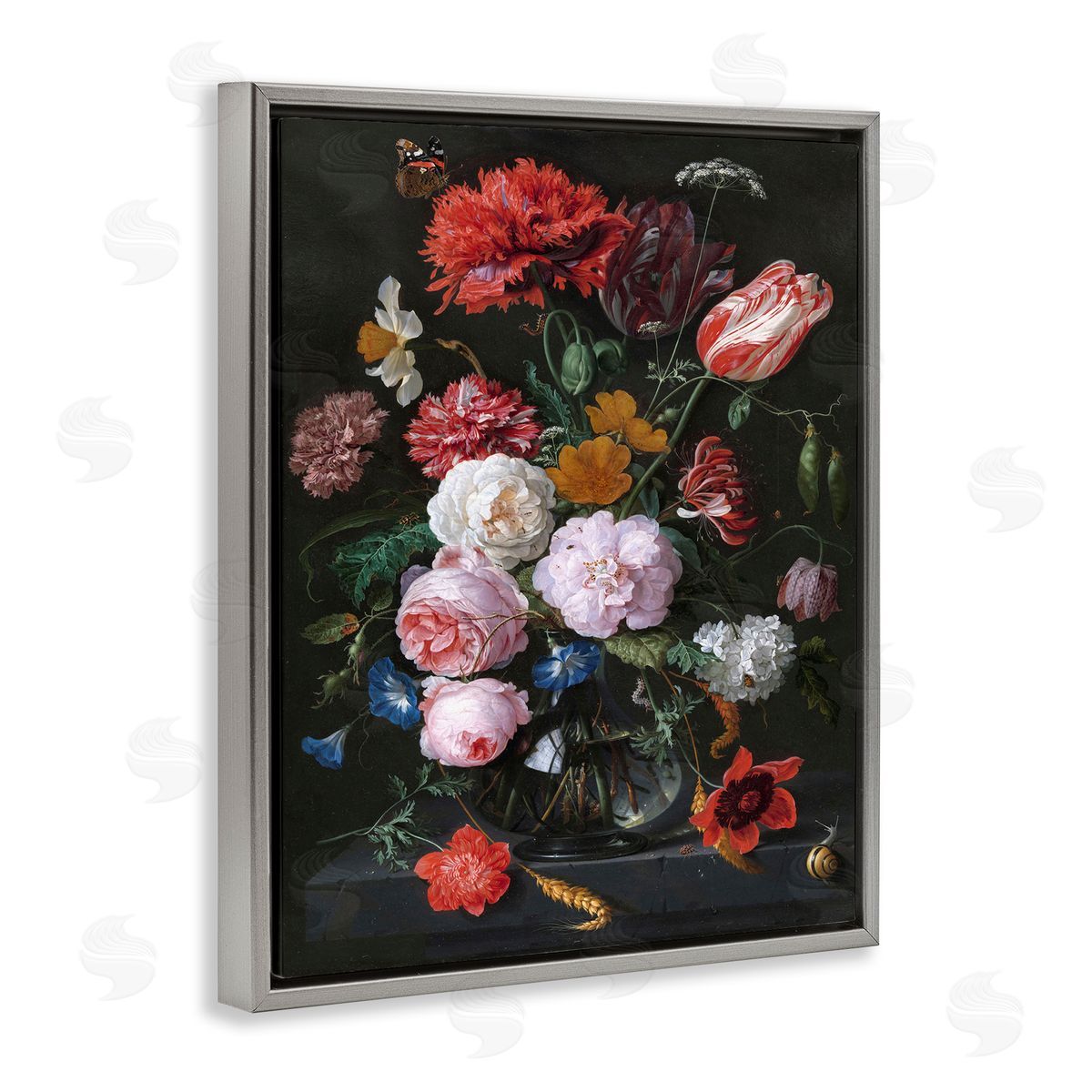 one1000paintings Vaas met Bloemen Jan Davidsz de Heem Classical Painting Gray Floating Frame Canvas Wall Art Print