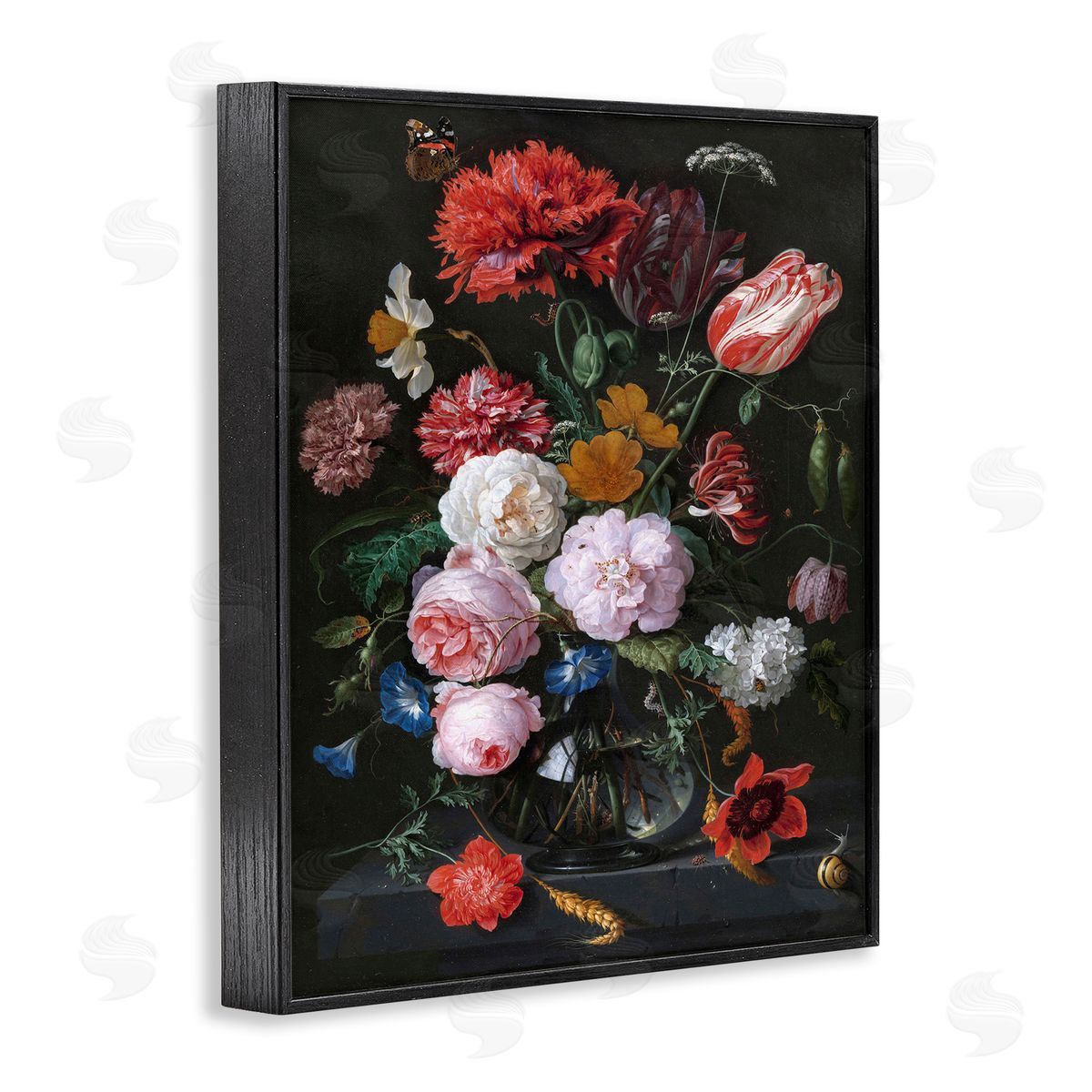 one1000paintings Vaas met Bloemen Jan Davidsz de Heem Classical Painting Black Framed Giclee Wall Art Print
