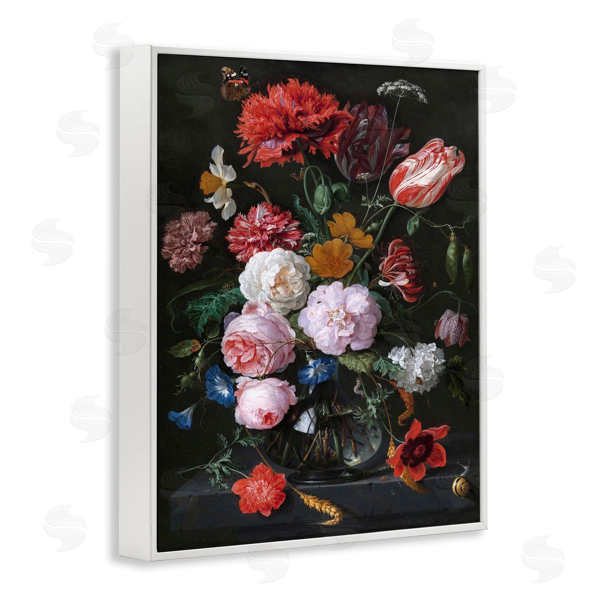 one1000paintings Vaas met Bloemen Jan Davidsz de Heem Classical Painting White Framed Giclee Wall Art Print