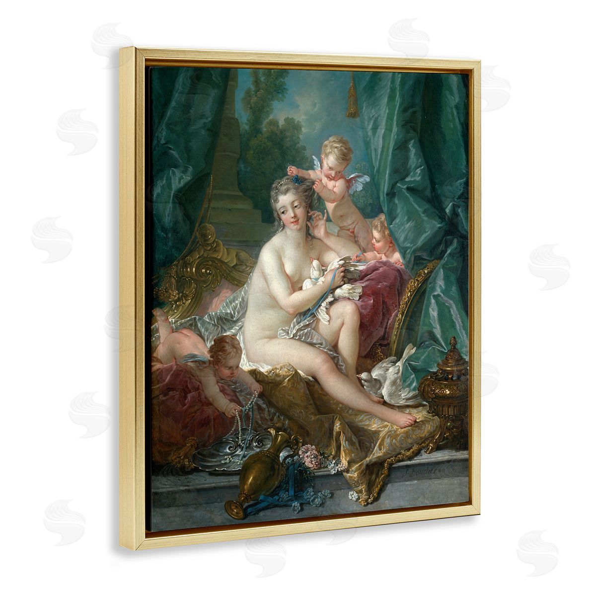 one1000paintings The Toilette of Venus Francois Boucher Classic Painting Gold Floating Frame Canvas Wall Art Print