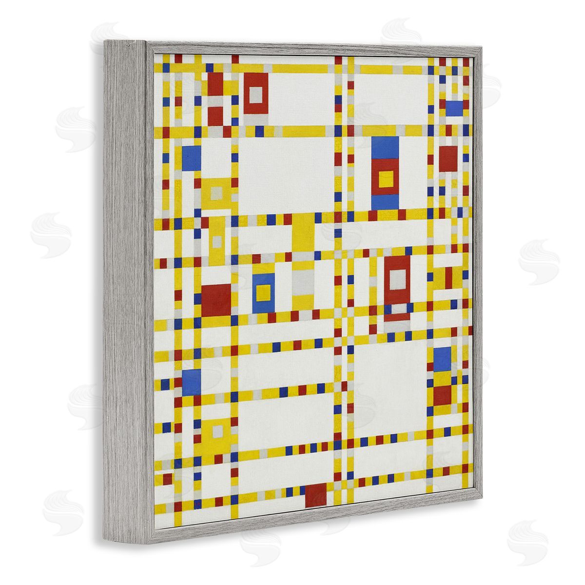 one1000paintings Broadway Boogie Woogie Piet Mondrian Classic Abstract Painting Gray Framed Glicee Wall Art Print