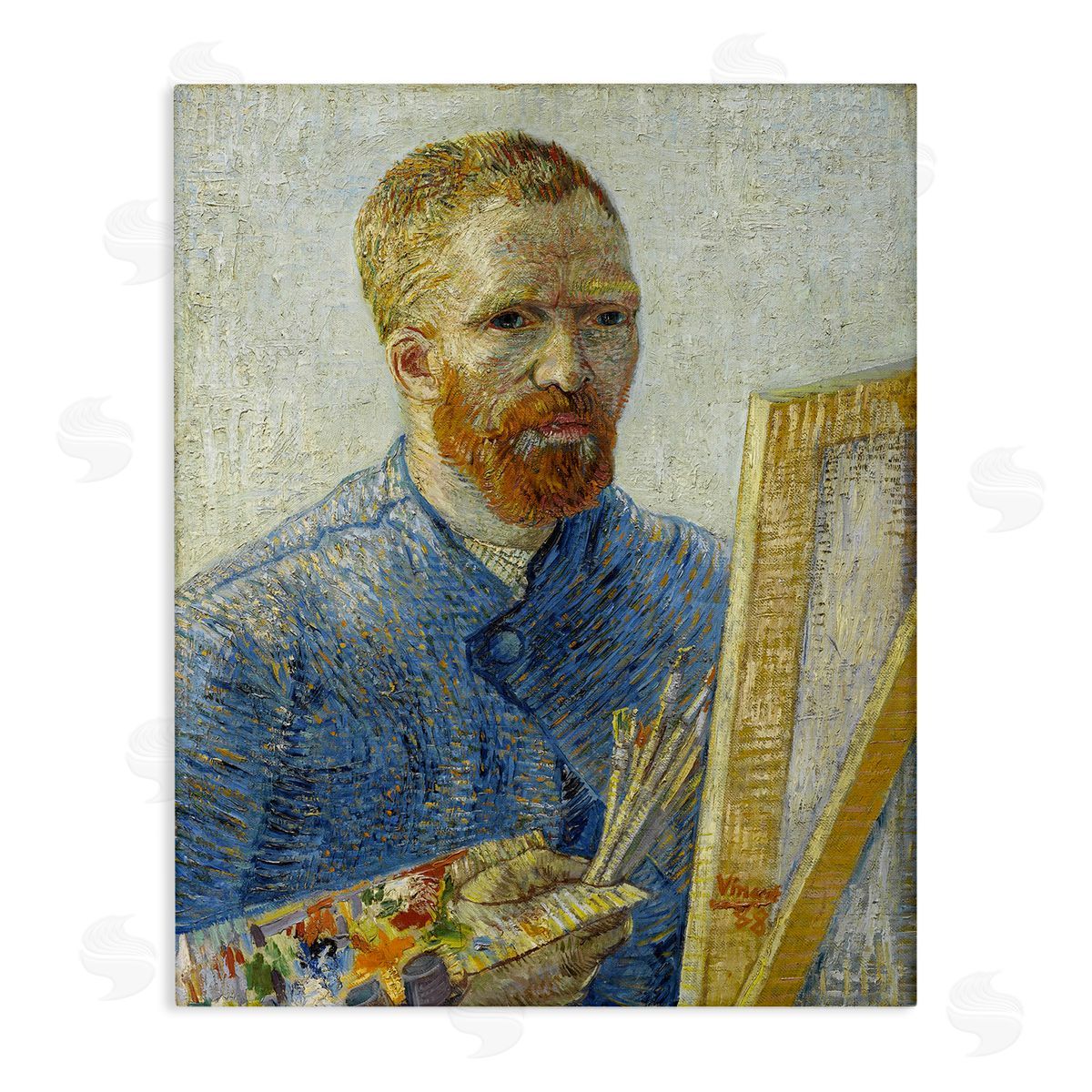 one1000paintings Zeegezicht als Schilder van Gogh Painting Self-Portrait Painting Stretched Canvas Wall Art Print