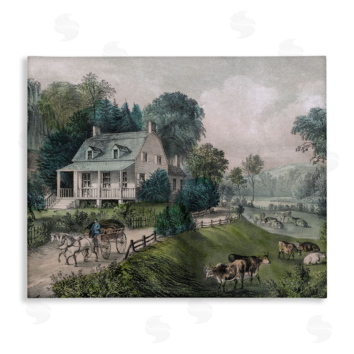 Stupell Studio Classic Countryside House Painting Roaming Farms  Stretched Canvas Wall Art Print