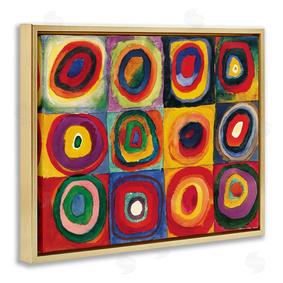 Wassily Kandinsky Modern Circle Shapes Aligned Abstract Swirl Pattern Gold Floating Frame Canvas Wall Art Print