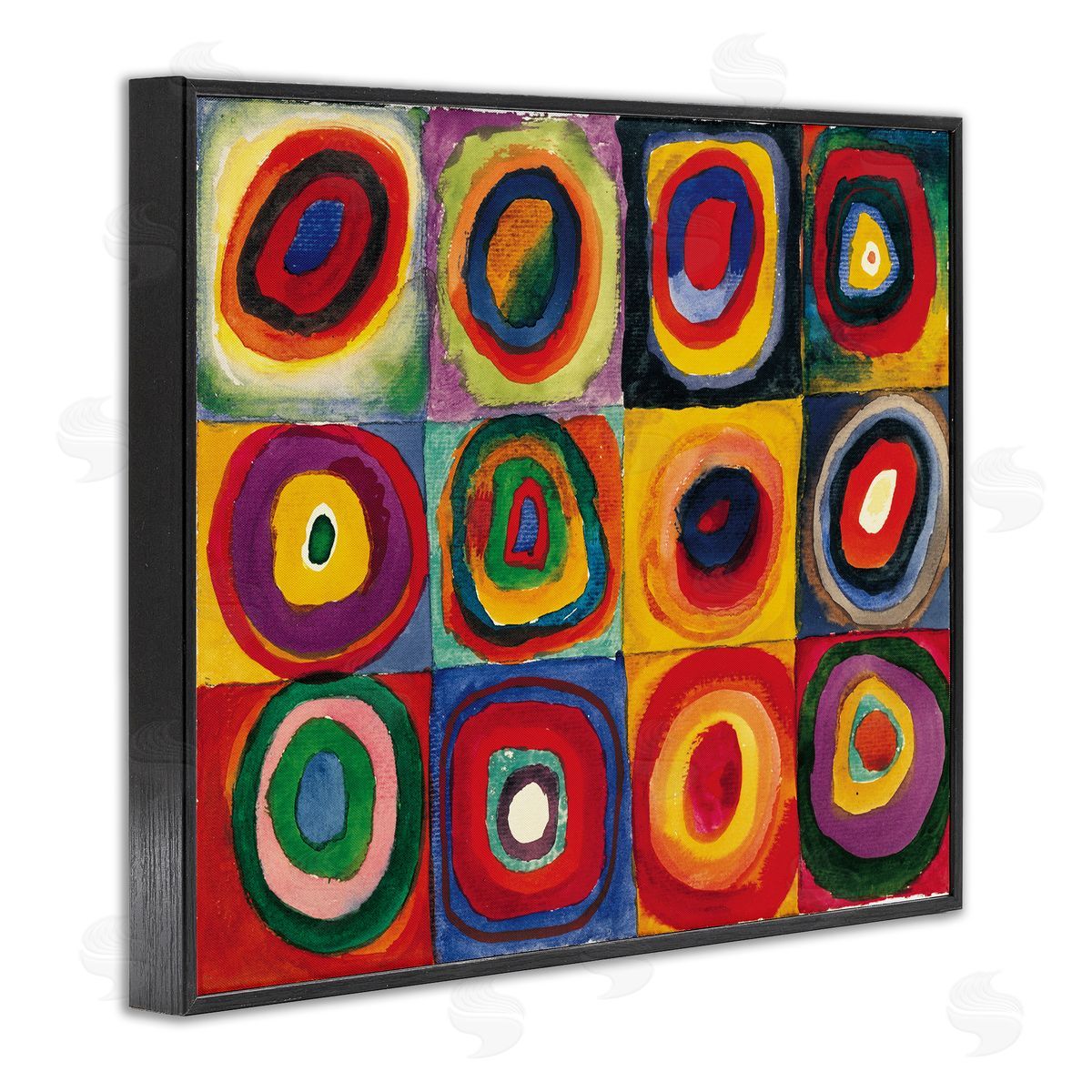Wassily Kandinsky Modern Circle Shapes Aligned Abstract Swirl Pattern Black Framed Giclee Wall Art Print