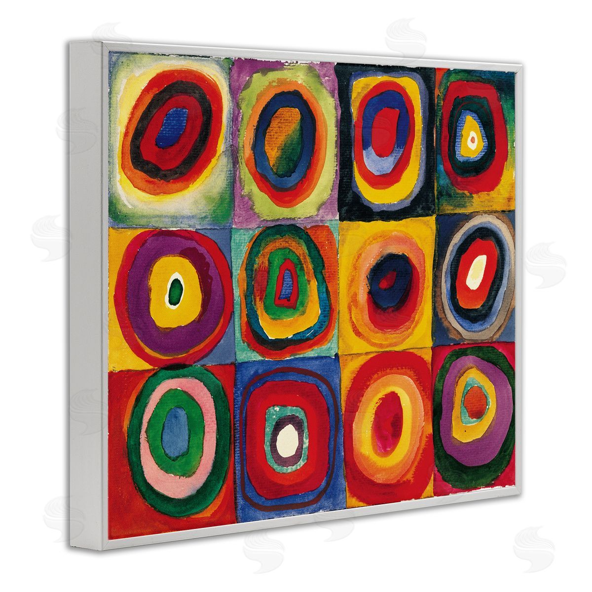 Wassily Kandinsky Modern Circle Shapes Aligned Abstract Swirl Pattern White Framed Giclee Wall Art Print