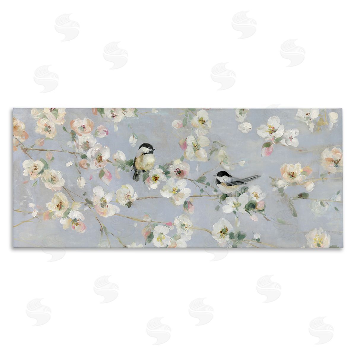 Sally Swatland Delicate Little Birds Between Cherry Blossom Branches 