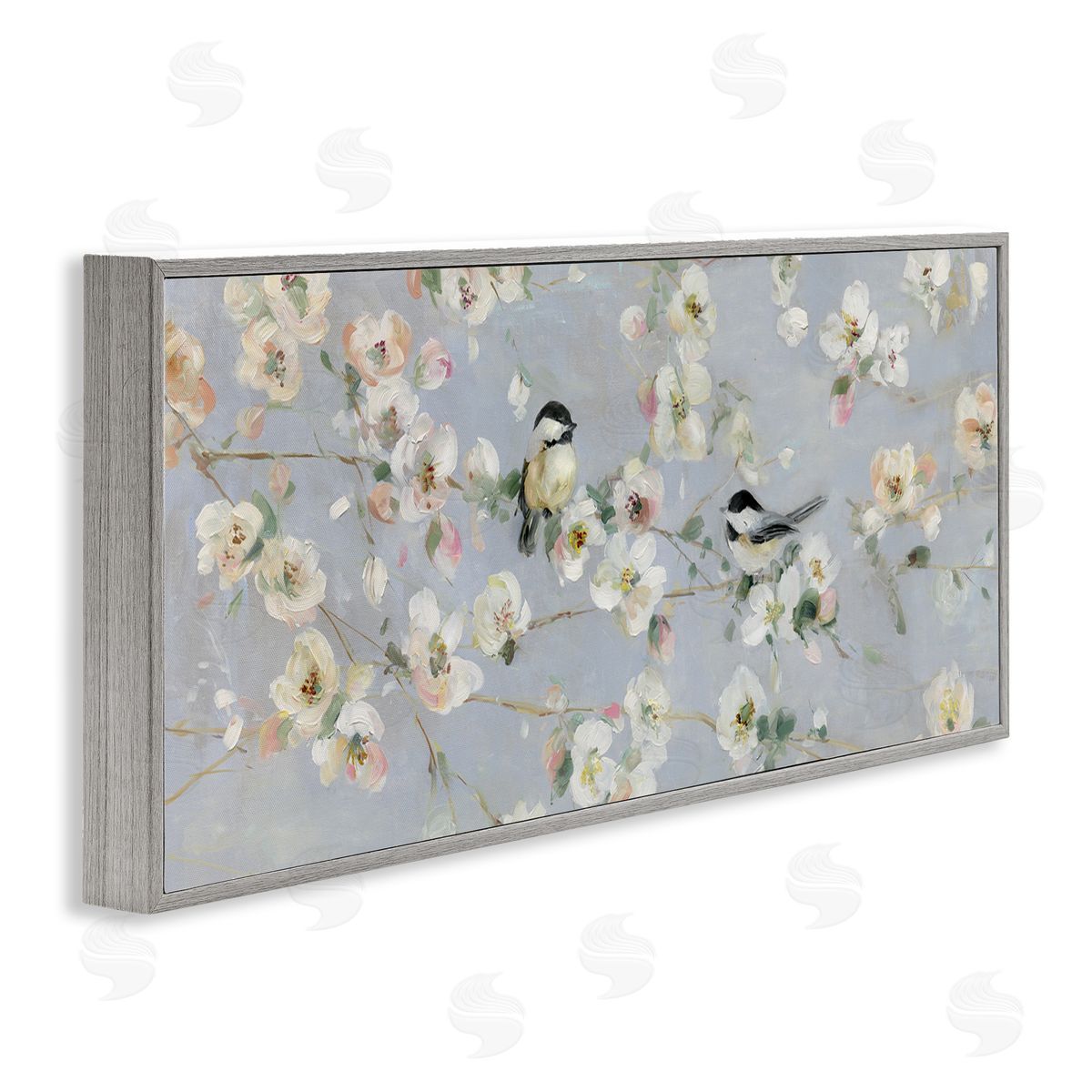 Sally Swatland Delicate Little Birds Between Cherry Blossom Branches 