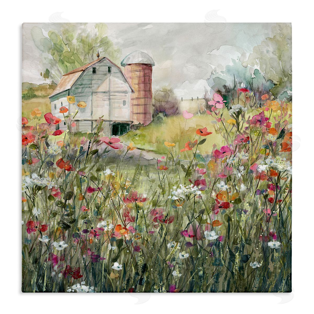 Vibrant Meadow & Barn Canvas Wall Art, Home Decor by Carol Robinson