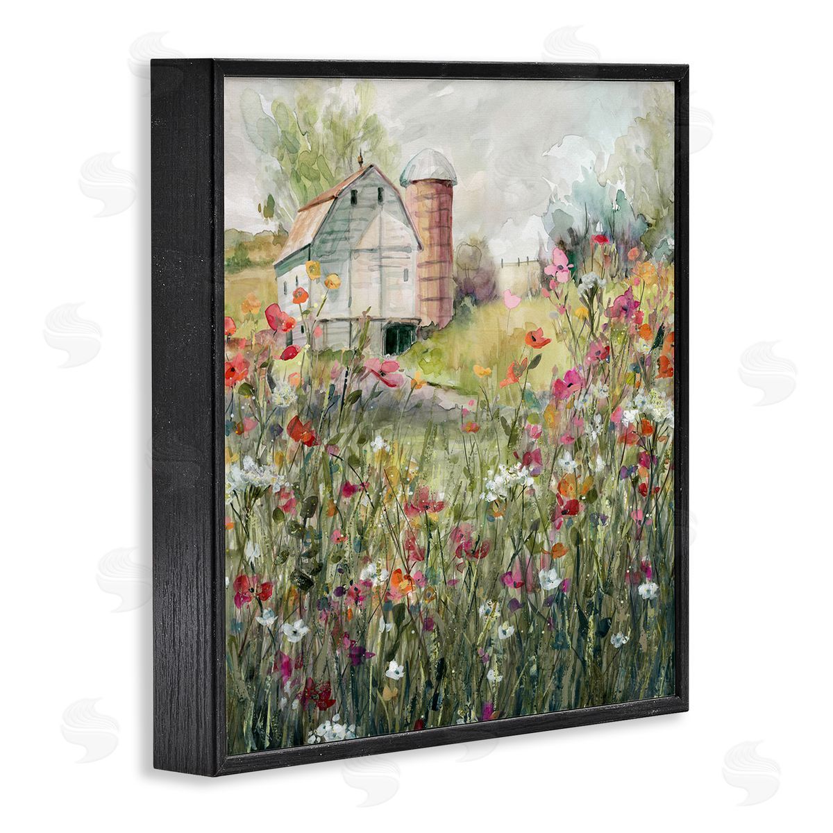 Vibrant Meadow & Barn Black Frame Print Wall Art, Home Decor by Carol Robinson