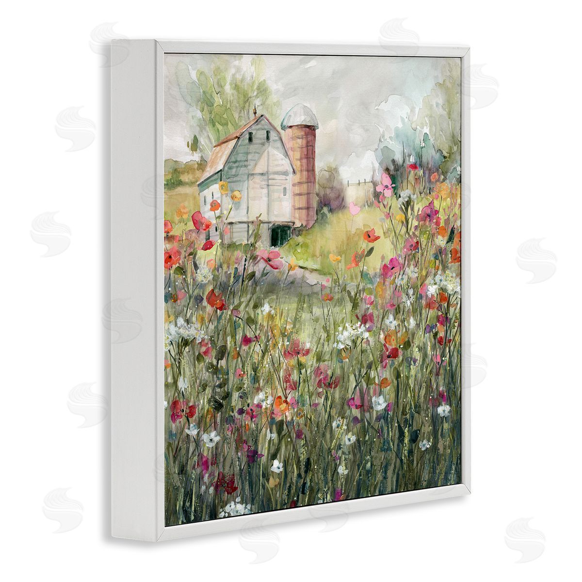 Vibrant Meadow & Barn White Frame Print Wall Art, Home Decor by Carol Robinson