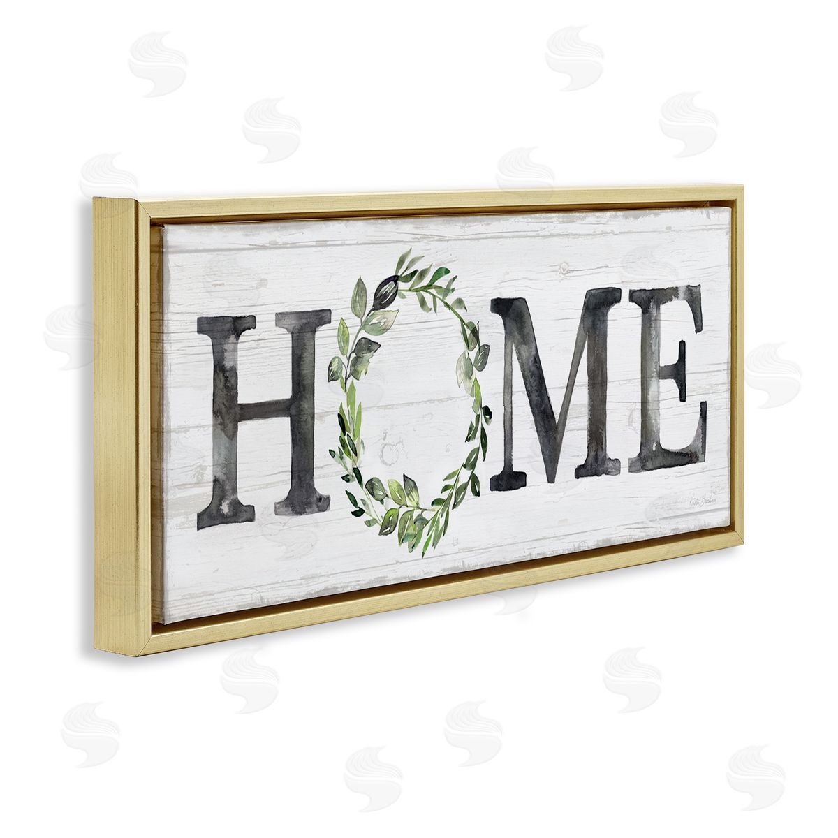 Kristen Brockmon Weathered Pattern Home Sign Botanical Wreath Greenery