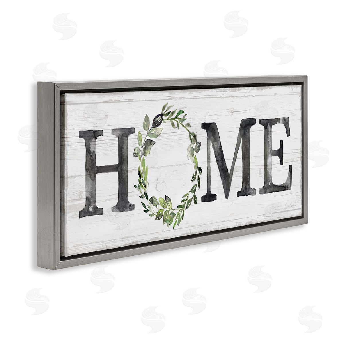 Kristen Brockmon Weathered Pattern Home Sign Botanical Wreath Greenery
