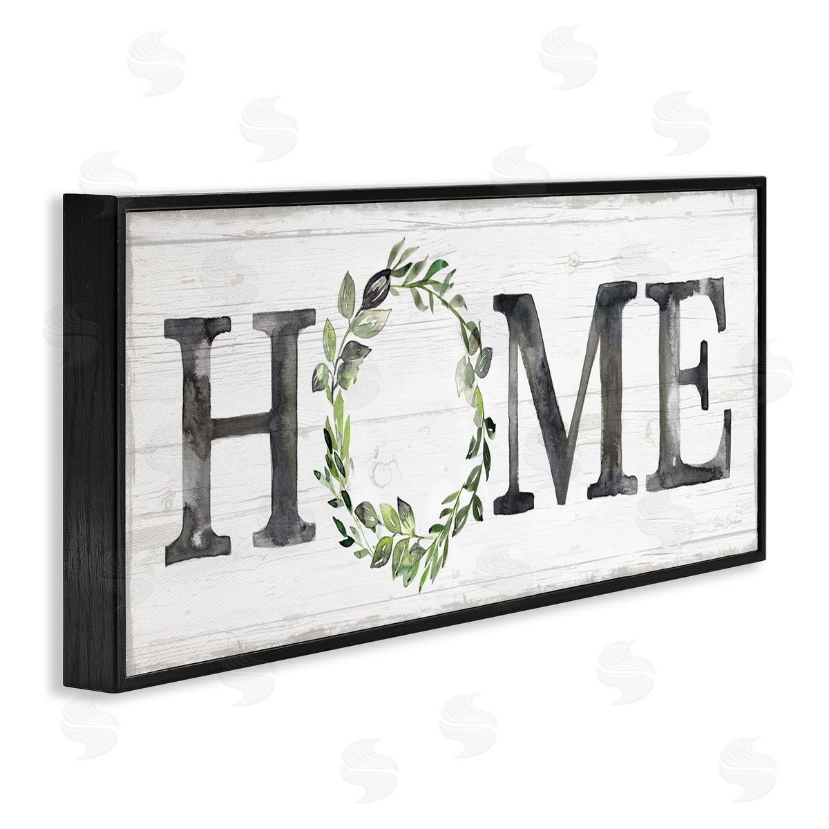 Kristen Brockmon Weathered Pattern Home Sign Botanical Wreath Greenery
