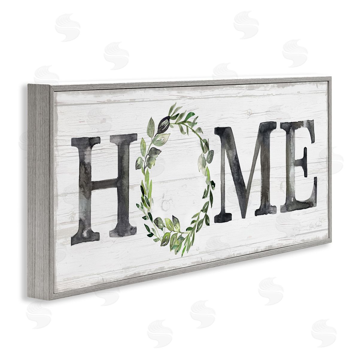 Kristen Brockmon Weathered Pattern Home Sign Botanical Wreath Greenery