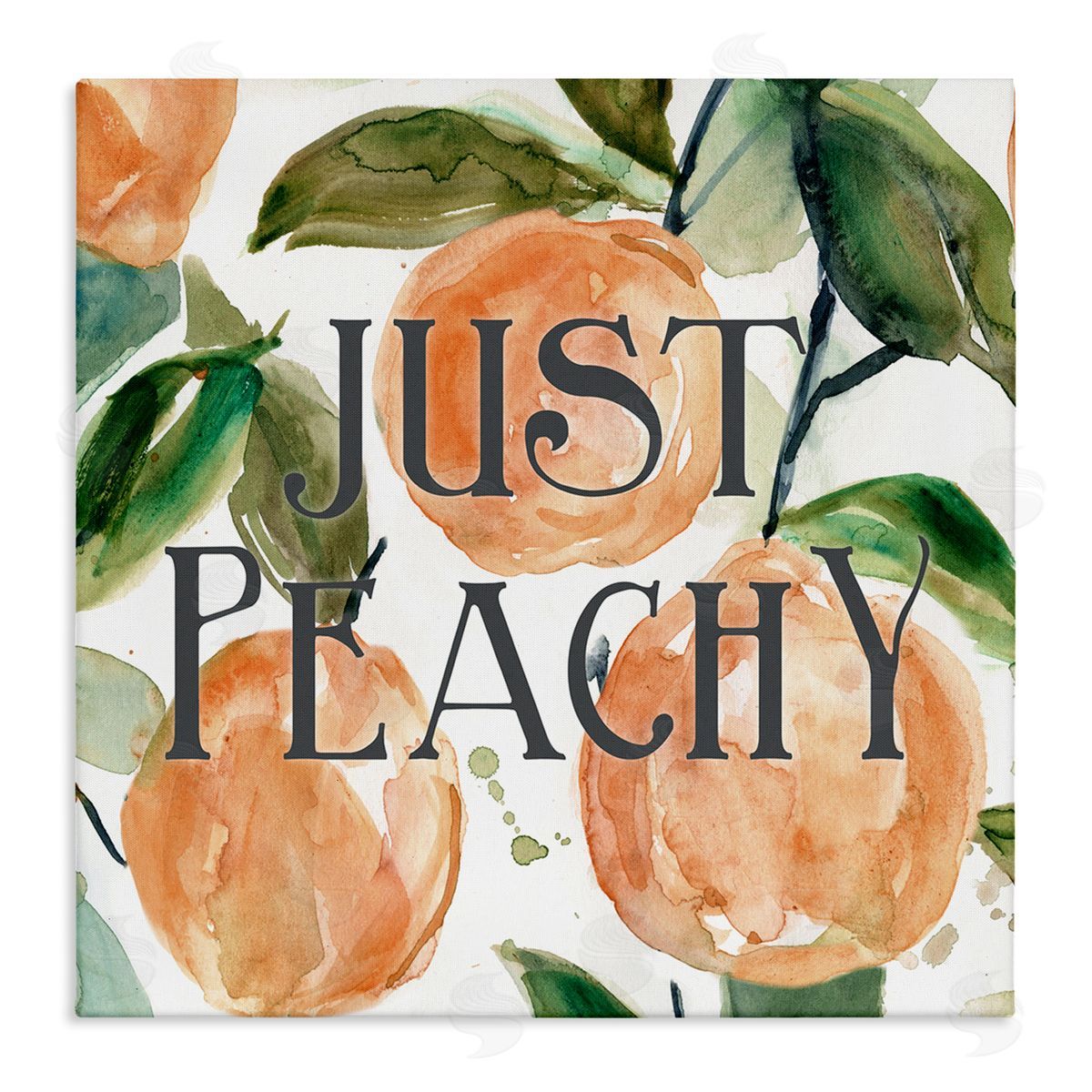 Carol Robinson Just Peachy Phrase Lush Fruit Watercolor Detail  Stretched Canvas Wall Art Print