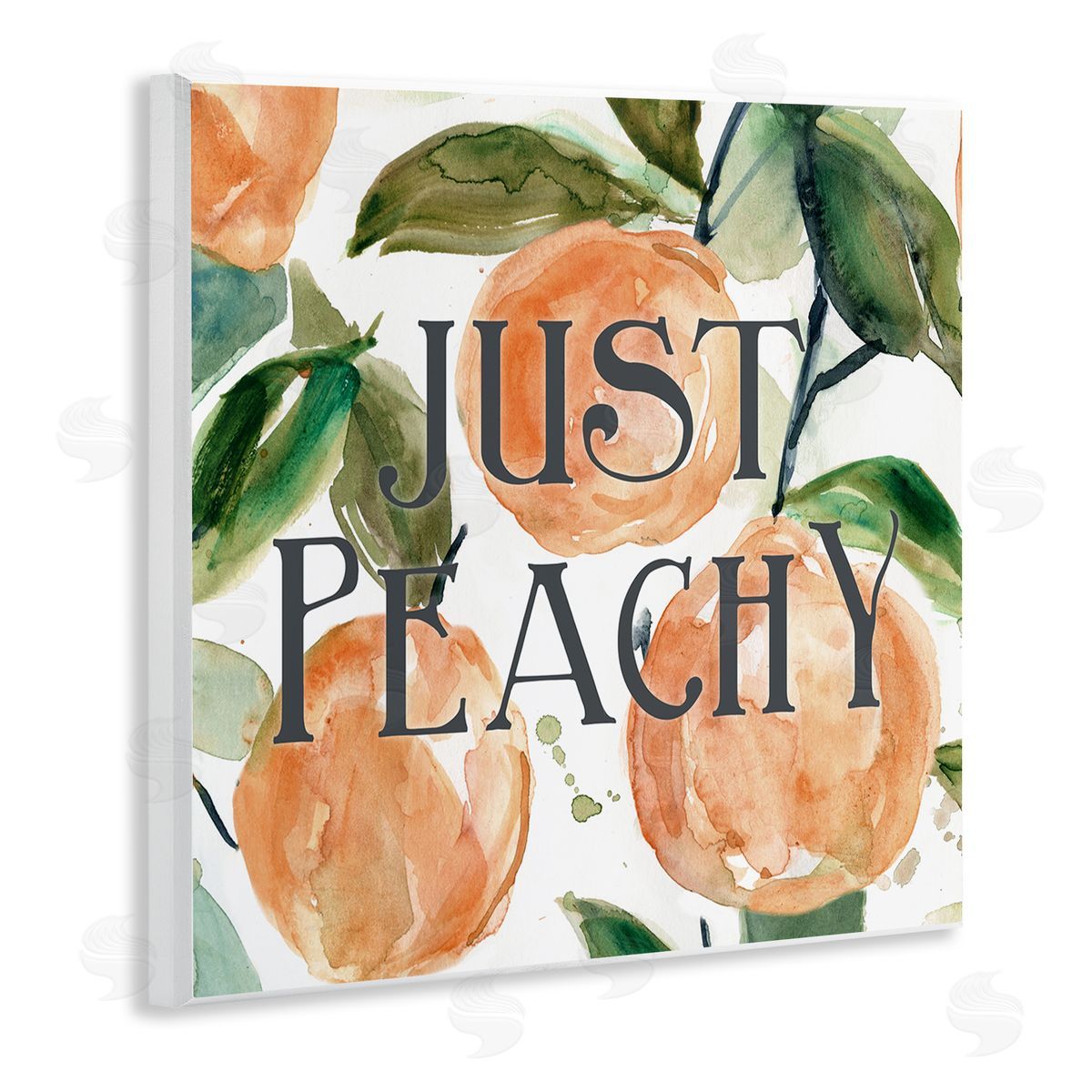 Carol Robinson Just Peachy Phrase Lush Fruit Watercolor Detail  Wooden Wall Plaque Art Print