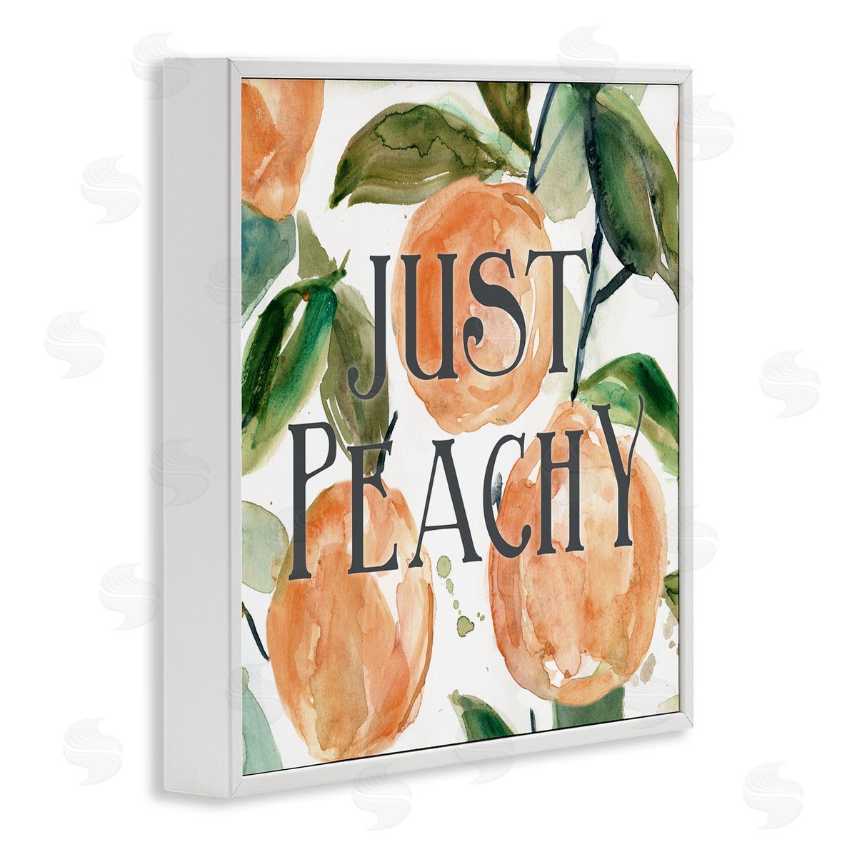 Carol Robinson Just Peachy Phrase Lush Fruit Watercolor Detail  White Framed Glicee Wall Art Print