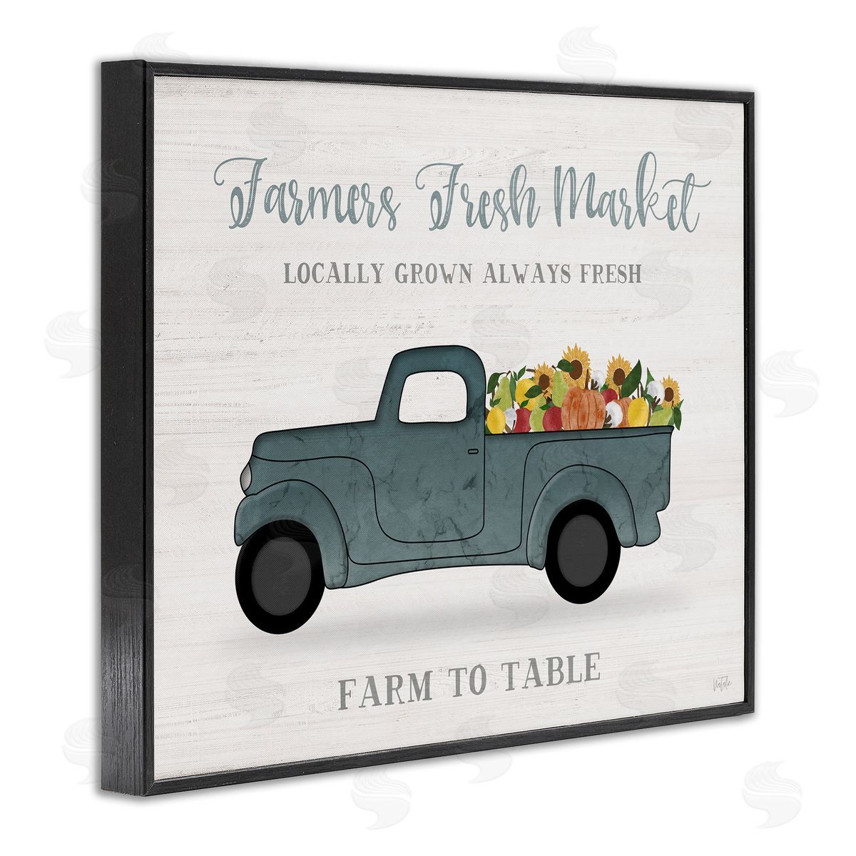 Natalie Carpentieri Farmers Fresh Market Assorted Produce Rustic Sign Black Framed Giclee Wall Art Print