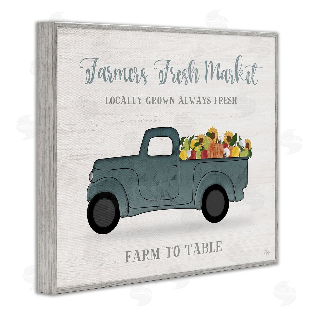 Natalie Carpentieri Farmers Fresh Market Assorted Produce Rustic Sign Gray Framed Giclee Wall Art Print