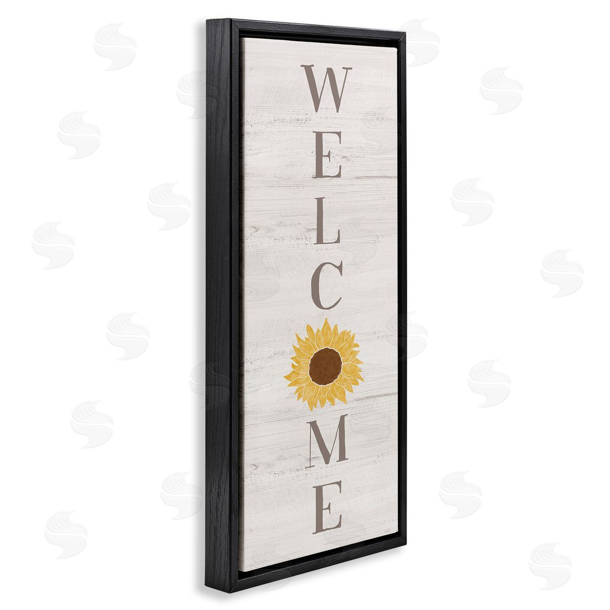 Natalie Carpentieri Vertical Welcome Sign Rustic Sunflower Grain Pattern