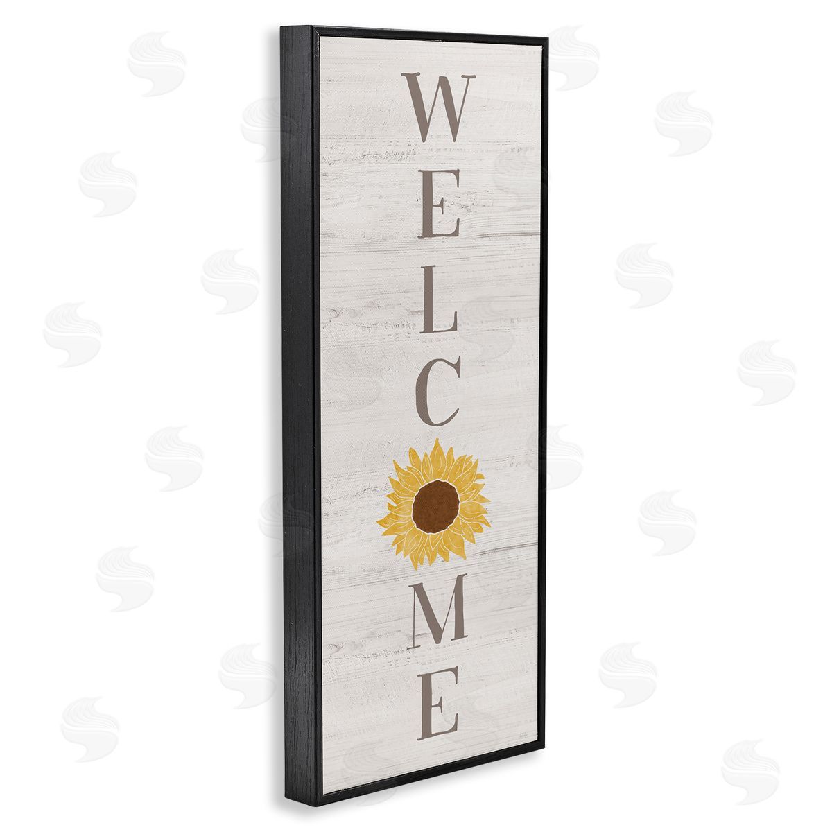 Natalie Carpentieri Vertical Welcome Sign Rustic Sunflower Grain Pattern