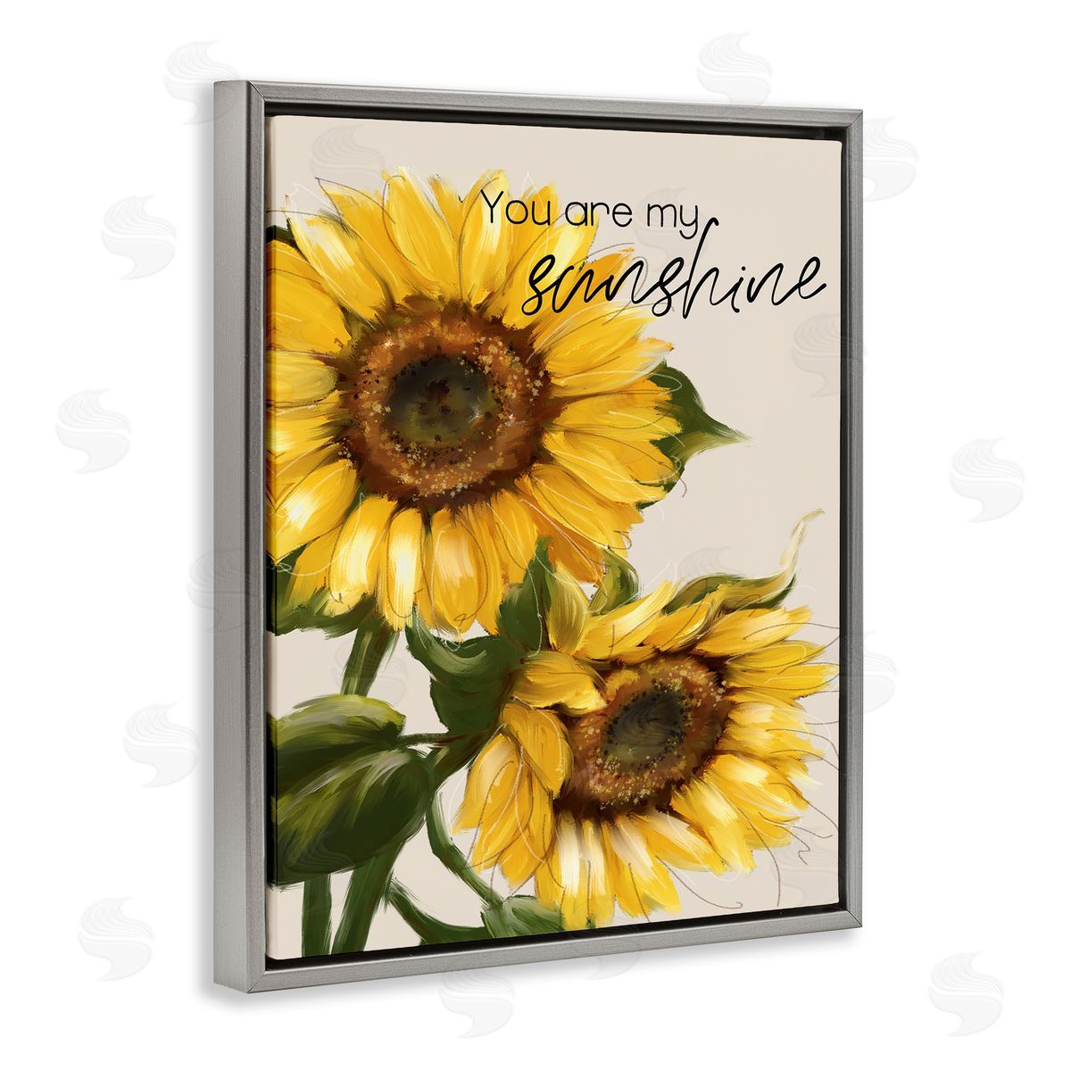 Conrad Knutsen You Are My Sunshine Vivid Sunflower Blossoms Gray Floating Frame Canvas Wall Art Print