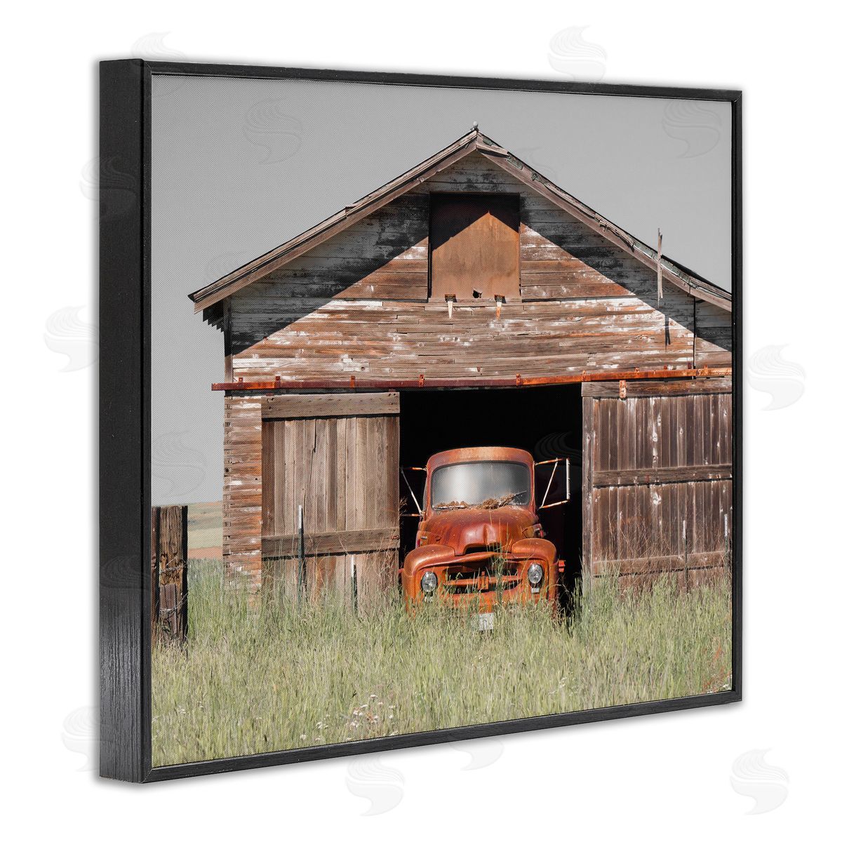 Danita Delimont Vintage Pickup Truck Weathered Country Barn Farmland Black Framed Giclee Wall Art Print