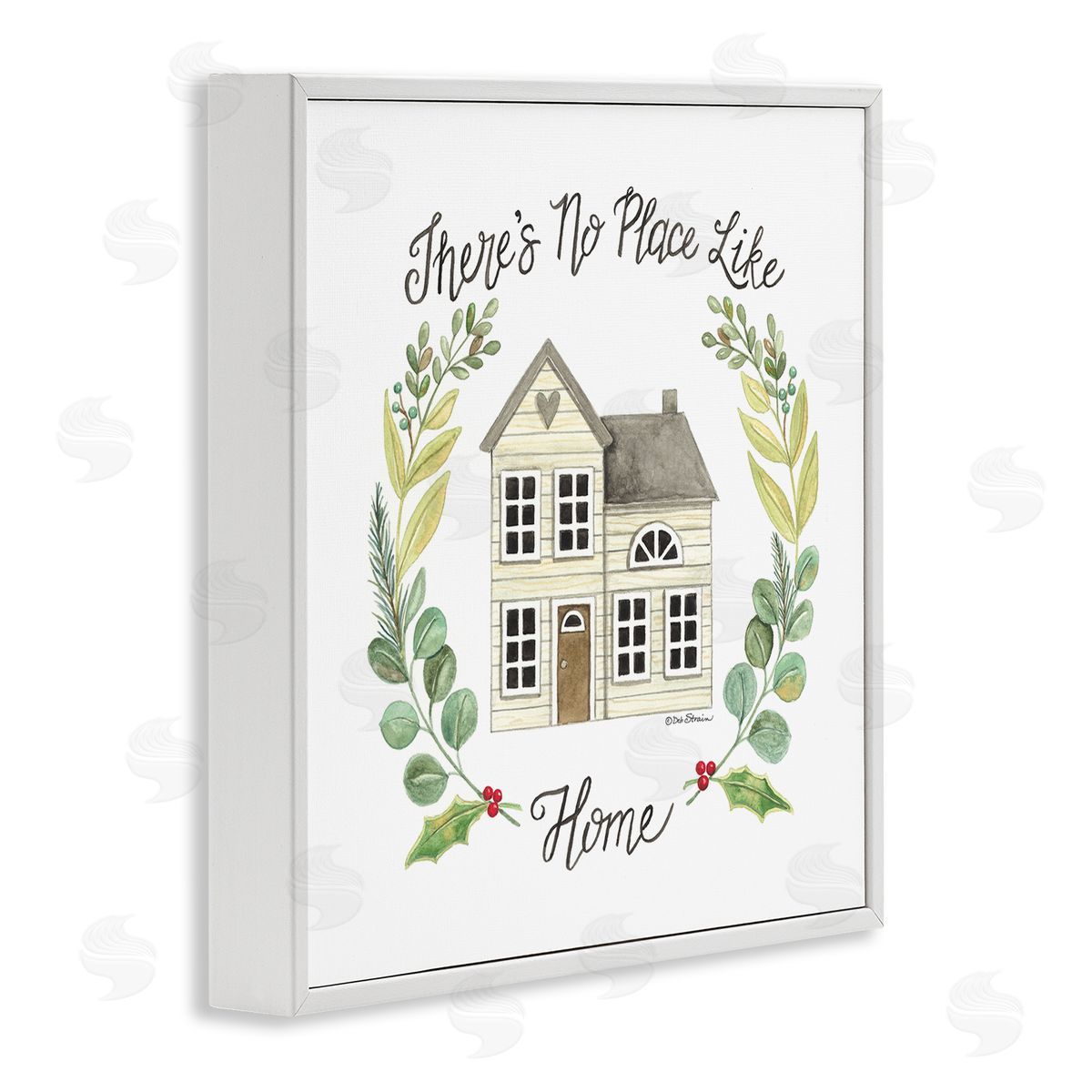 Deb Strain No Place Like Home Casual House Leaf Laurel White Framed Glicee Wall Art Print