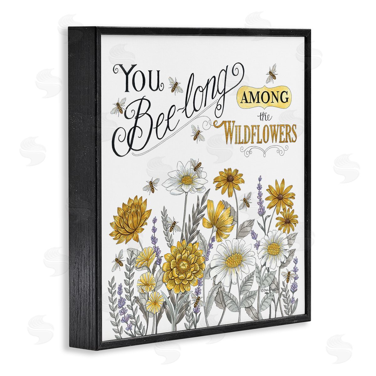 Deb Strain Encouraging Bumble Bee Quote Blossoming Flower Meadow Black Framed Glicee Wall Art Print