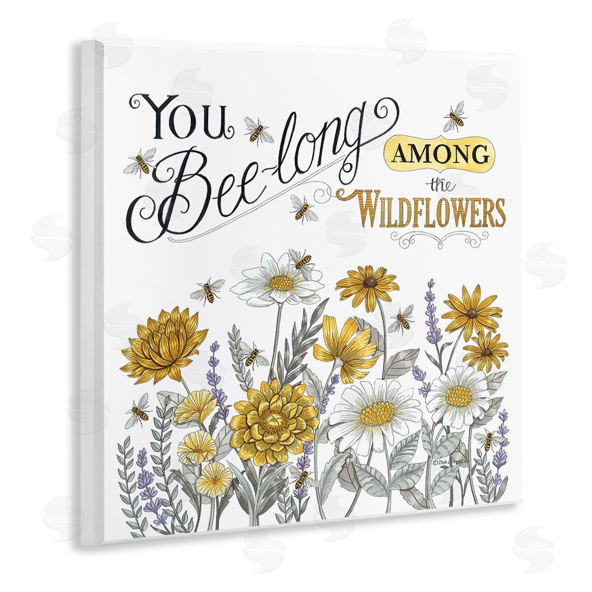 Deb Strain Encouraging Bumble Bee Quote Blossoming Flower Meadow Wooden Wall Plaque Art Print