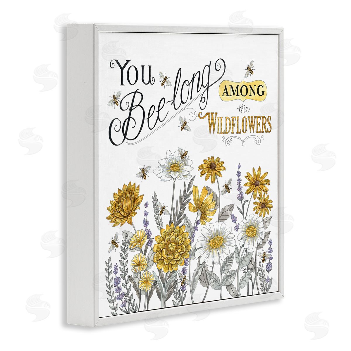 Deb Strain Encouraging Bumble Bee Quote Blossoming Flower Meadow White Framed Glicee Wall Art Print