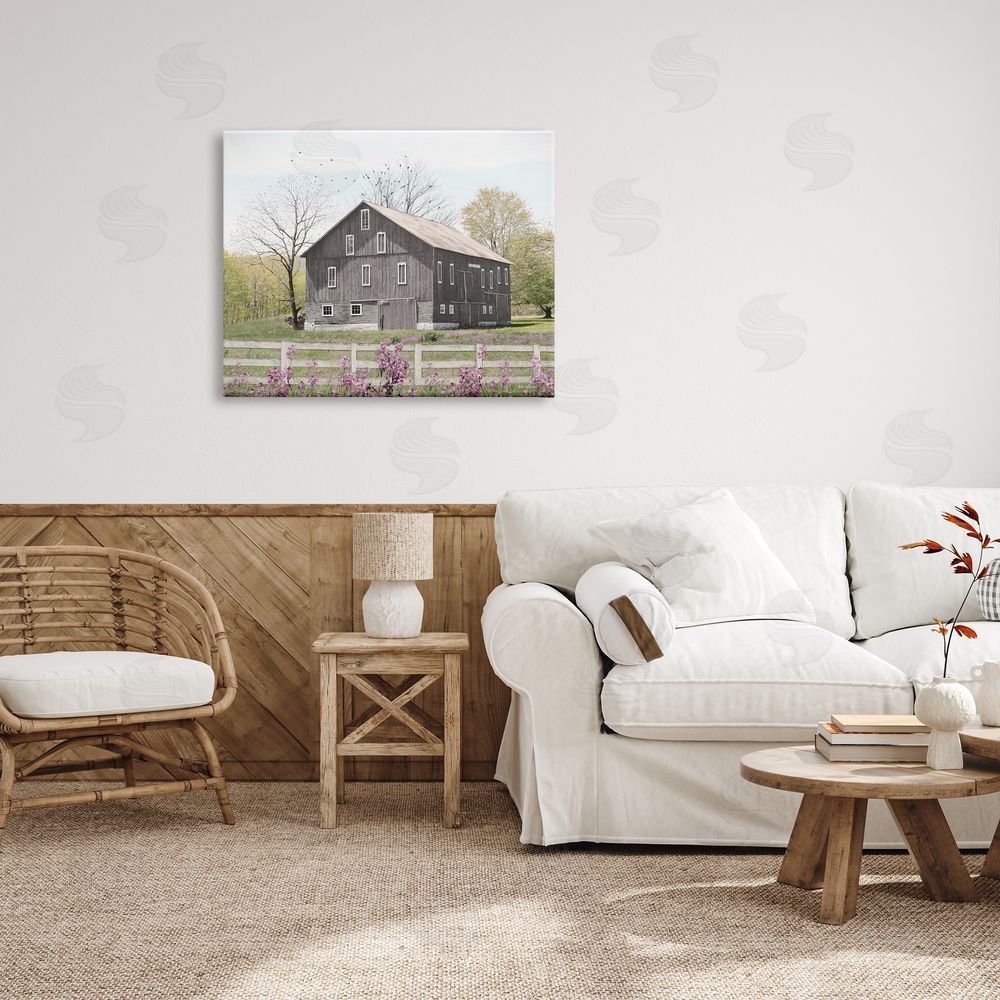 Lori Deiter Rural Country Cottage Comforting Grassy Meadow Flowers Canvas Wall Art Print in Room