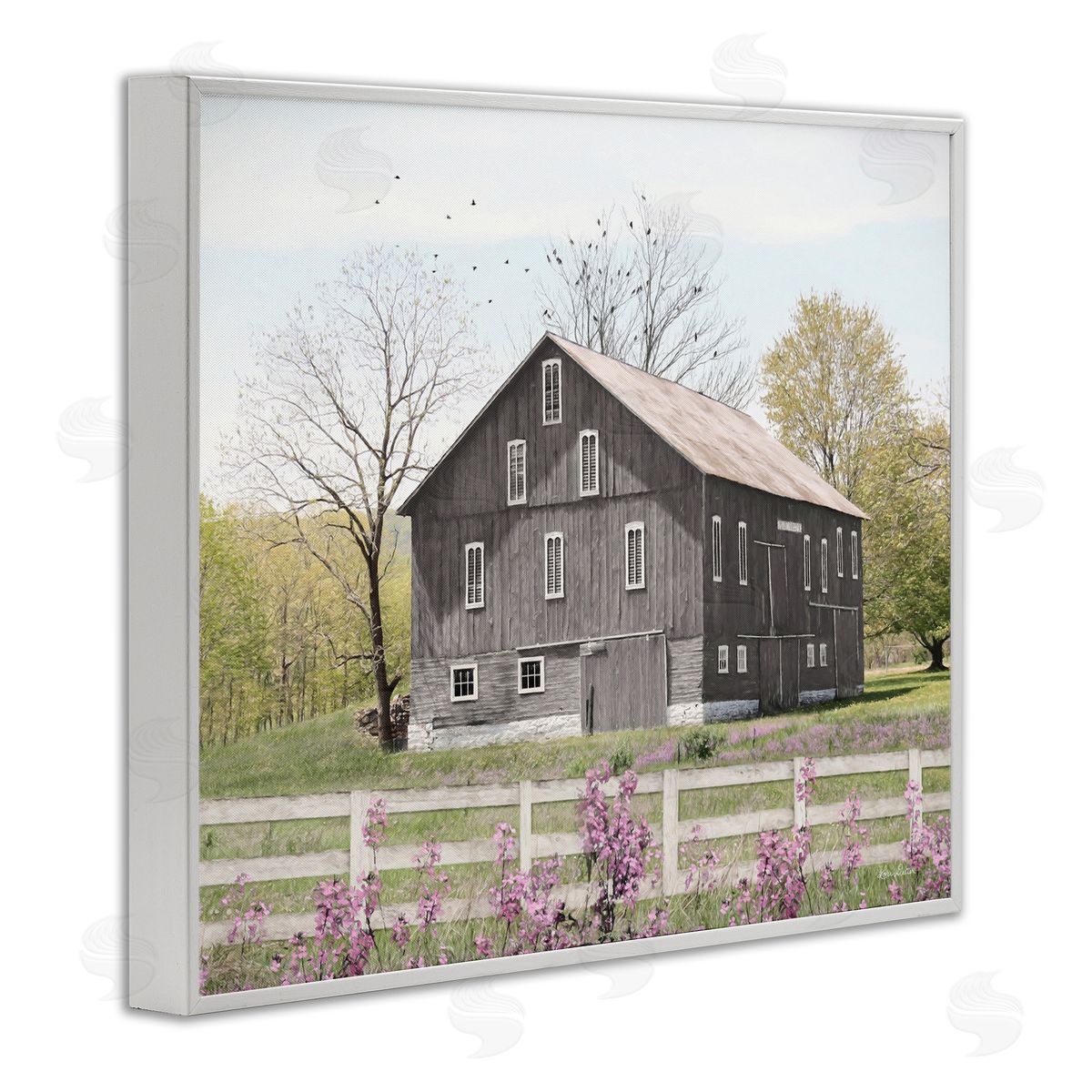 Lori Deiter Rural Country Cottage Comforting Grassy Meadow Flowers White Framed Giclee Wall Art Print