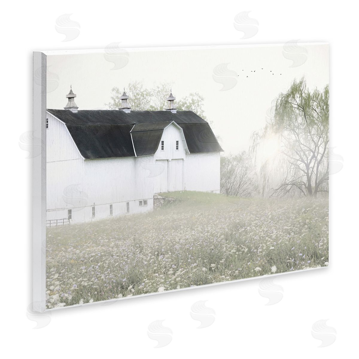 Lori Deiter Peaceful White Barn Countryside Meadow Blooming Buds Wall Plaque Art Print