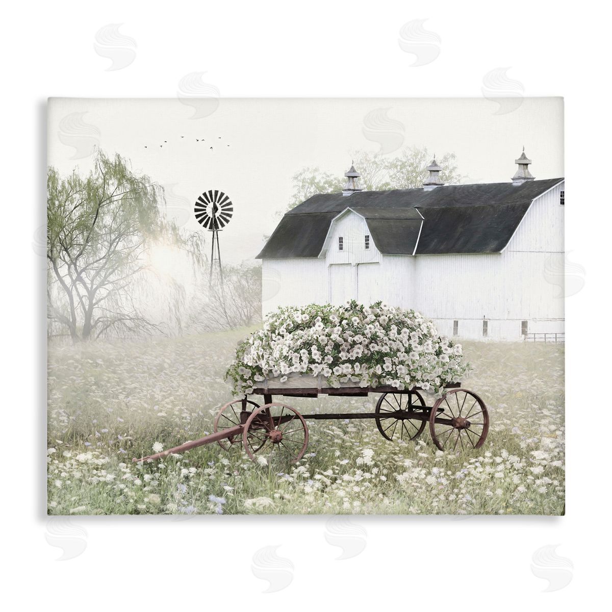 Endearing Vintage Flower Wagon Canvas Wall Art, Home Decor by Lori Deiter